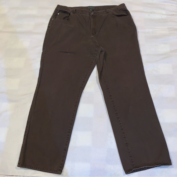 Women's Lauren Jeans Co. Ralph Lauren Jeans Straight Leg Brown Sz 20W - Picture 1 of 7